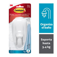 3M - Gancho Command para Baño con Tiras Impermeables Grande Blanco