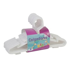 INDECOEL - Set 12 Colgadores de Ropa de Plastico Kids Blanco