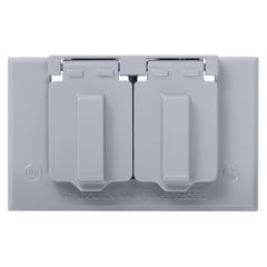 LEVITON - Placa Doble Hermetica Horizontal Plomo