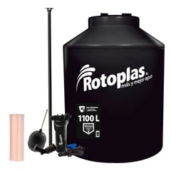 ROTOPLAS - Tanque de Agua 1100L Negro + Accesorios + Repuesto de Cartucho Filtro Tanque