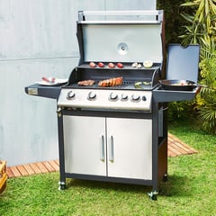 MR BEEF - Parrilla a Gas 133x110x85cm 4 Quemadores + 1 Quemador Lateral