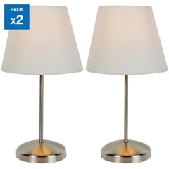 CASA BONITA - Lámpara de Mesa X2 1L E27 Niquel/ blanco