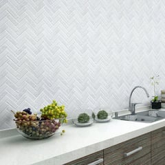 HOLZTEK - Malla Decorativa Herringbone Blanco 30x30cm