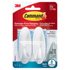 3M - Gancho Command para Baño con Tiras Impermeables Mediano x 2 unid