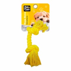 PET CARE - Hueso soga para Perro Cachorro Nylon Amarillo 5x5x19cm