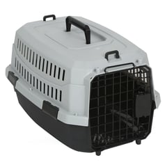 HOME TOOLS - Jaula de Transporte para Perro Raza Pequeña Gris 28x28x47cm