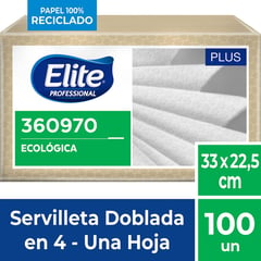 ELITE PROFESSIONAL - Servilleta Ecológica Plus doblada 100und.