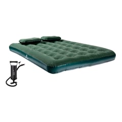 KLIMBER - Combo Colchón Inflable 2 Plazas Verde + Almohadas + Inflador