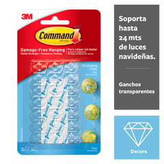 COMMAND - Mini Gancho 3M Decorativos Transparentes x 20 unid