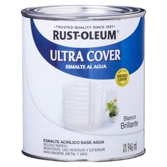 RUST OLEUM - Esmalte al Agua Ultra Cover Blanco Brillante 0,946 L