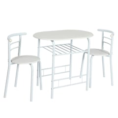 JUST HOME COLLECTION - Juego de Comedor 2 Sillas Auxiliar Blanco