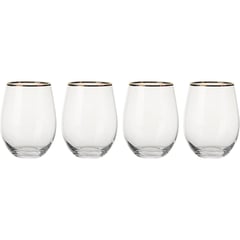 JUST HOME COLLECTION - Set de 4 Vasos Borde Dorado 500 ml