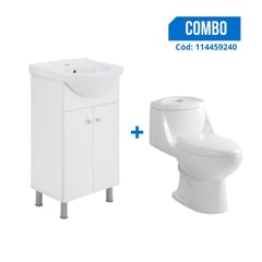 DACQUA - Inodoro One Piece Vinciny Blanco + Mueble Vanitorio Nantes 50x43x83cm