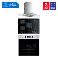 TEKA - Tricombo Campana Decorativa NC 980 C/F + Cocina Empotrable GBC 75030 KIN + Horno Eléctrico HSB 635