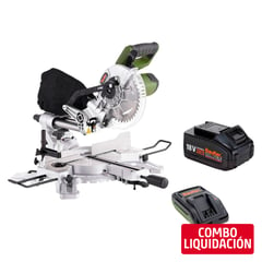 BAUKER - Sierra Ingleteadora Inalámbrica 7-1/4'' 18V Sin Batería + Batería Recargable 18V 4.0Ah + Cargador de Batería 18V