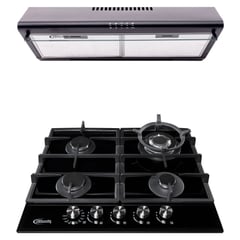 KLIMATIC - Combo Cocina Empotrable 4 Hornillas Trevi 60 + Campana Lineal 60cm CK601NE/M