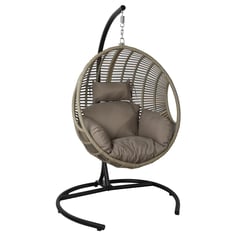 JUST HOME COLLECTION - Silla Colgante Bahamas de Ratán/Metal Natural con soporte