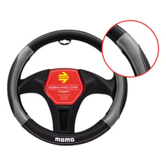 MOMO - Funda Cubre Volante Para Auto Cuero Negro y Gris 39 cm