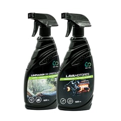 ECO-FULL - Kit de Limpieza para Auto Lavamotores 500 ml + Limpia Cristal 500 ml