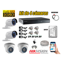 Kit 4 C?maras de Seguridad Full HD 1080P Disco 500GB Vigilancia + Kit Micr?fono