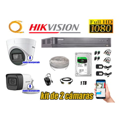 HIKVISION - Kit 2 Cámaras de Seguridad Full HD 1080P | 02 Camaras Con Audio Incorporado