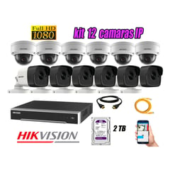 HIKVISION - Camara de Seguridad Ip Poe Full HD 1080P Kit 12 Disco 2TB WD Purpura