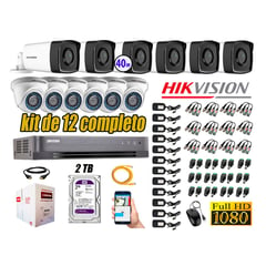 HIKVISION - Cámaras Seguridad Kit 12 Full HD 1080P 2TB + Cámara Exterior Mayor Alcance IT3F