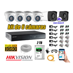 HIKVISION - Cámaras Seguridad Kit 6 Full HD 1080P 2TB + Cámara Exterior Mayor Alcance IT3F KIT06-FHD-D035