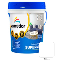 SUPERMATE - Pintura Antibacterial Blanco Decorativo 4 GL