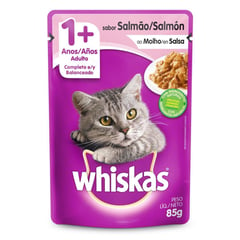 WHISKAS - Adultos Alimento para Gatos 85 gr Sabor Salmon