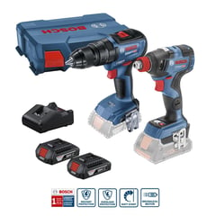 BOSCH - Taladro Atornillador Percutor GSB 18V-50 BRUSHLESS + Llave Impacto 18V GDX 18V-200 BRUSHLESS + 2 Baterías + 1 Cargador + 1 Maletín