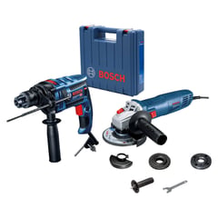 BOSCH - Taladro Percutor Eléctrico 1/2" 750W GSB 16 RE + Amoladora 4.5" GWS 700 + Maletín