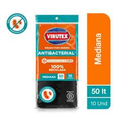 VIRUTEX - Bolsa de Basura Antibacterial 50L x10 unidades