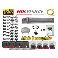 HIKVISION - Kit 8 Cámaras Seguridad Audio Incorporado Full HD 1080P Lite