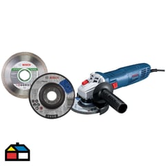 BOSCH - Amoladora GWS 700-710W + Disco de Desbaste Expert for Metal 115x6,0mm Centro Deprimido + Disco diamantado Standard for Ceramic ø115x22,23x1,6x7mm