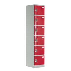 MALETEK - Locker Plástico 6 Casilleros Portacandado Rojo