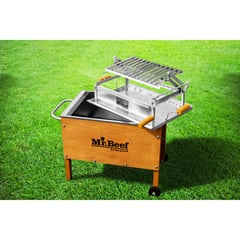 MR BEEF - Caja China Junior 60x40x70cm Premium Caoba + Parrilla de Levante