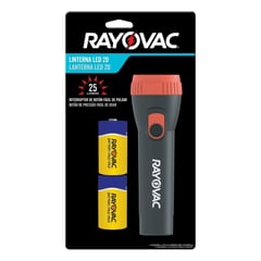 RAYOVAC - Linterna de Mano Led 25lm + 2 Pilas 2D