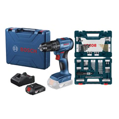 BOSCH - Taladro percutor 1/2" GSB 185-LI + Set de Puntas y Brocas V-Line 91 unidades + 1 Batería + Maletín