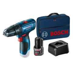 BOSCH - Taladro atornillador percutor inalámbrico 12V GSB 120-LI + Batería 12V GBA 12V 2,0 Ah + Cargador de baterías 12V GAL 12V-20, Bivolt