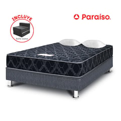 PARAISO - Cama Consul Black 2 Plazas + 2 Almohadas + Protector + Sofá Cama