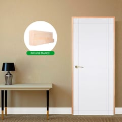 DIMFER - Puerta Interior Combo (Marco Natural) Barú 75x207cm Blanco