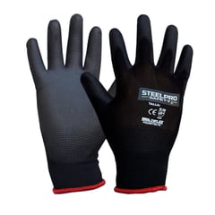 STEELPRO - Guantes de Nylon con Poliuretano Negro