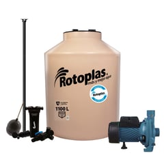 ROTOPLAS - Bomba Centrífuga de 0.5 HP + Tanque de Agua 1100L Arena + Accesorios