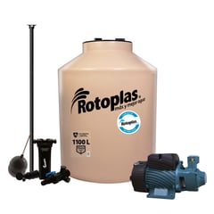 ROTOPLAS - Bomba Periférica de 0.5 HP + Tanque de Agua 1100L Arena + Accesorios