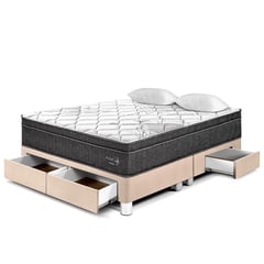 PARAISO - Cama con Cajones Pocket Star King + 2 Almohadas + Protector