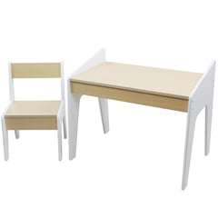 JUST HOME COLLECTION - Set Mesa + Silla Blanco/Madera