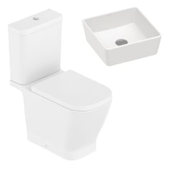 ROCA - Lavamanos para Sobreponer Domus CQ35 Blanco Mate + WC Inodoro Dos Piezas Cassandra Blanco Mate 6 litros