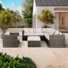 JUST HOME COLLECTION - Juego de Living Seccional de Terraza Saigon 5 Personas Beige