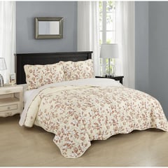 JUST HOME COLLECTION - Cubrecama Estampado Flor Clásico King